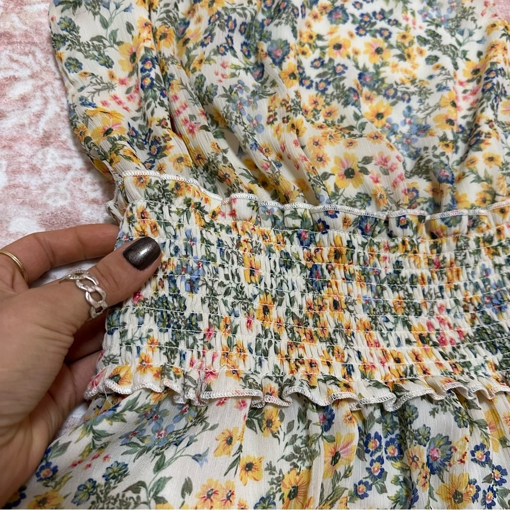Floral Smocked Ruffle Summer High Neck Minidress 🌻 - Picture 3 of 9